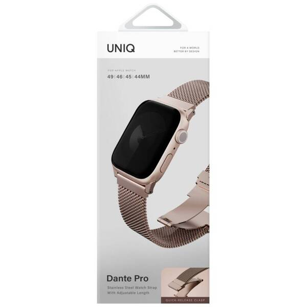 PASEK DO APPLE WATCH 49/46/45/44MM UNIQ DANTE PRO STAINLESS STEEL RÓŻOWY