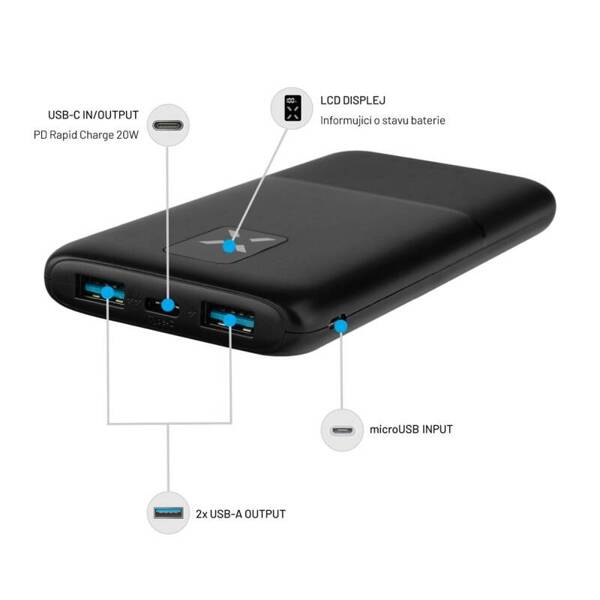 POWERBANK 10000 MAH FIXED ZEN 10 WYŚWIETLACZ LCD PD 20W CZARNY