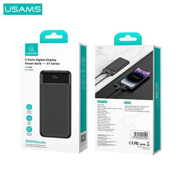 POWERBANK 30000MAH 20W QC3.0+PD FAST CHARGE USAMS CZARNY POWER BANK