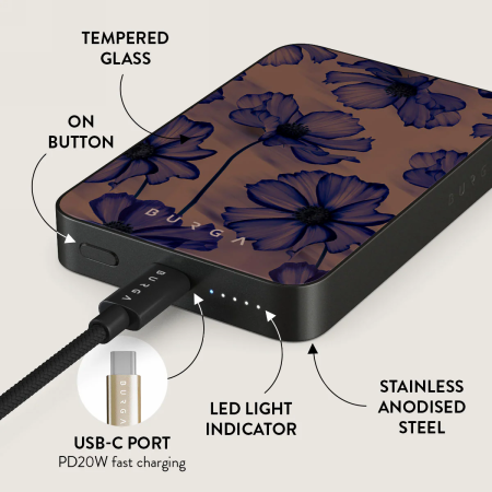 POWERBANK 5000 MAH BURGA GUNMETAL MAGNETIC VELVET NIGHT MAGSAFE