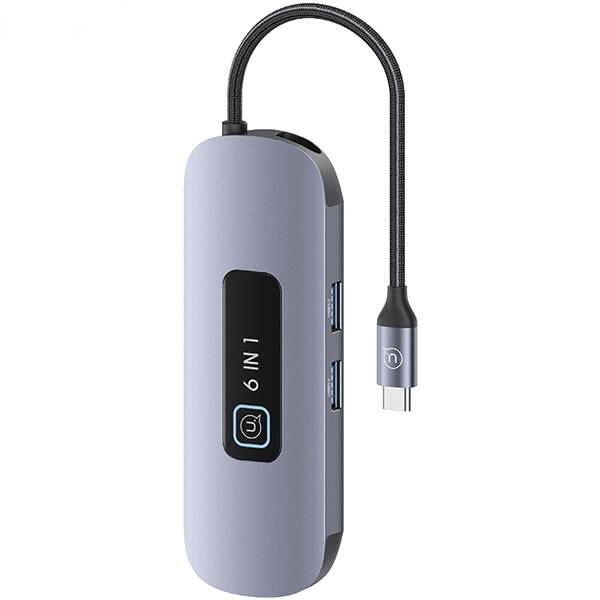 PRZEJŚCIÓWKA USAMS HUB ADAPTER 6W1 2xUSB 3.0/TF/SD/ USB-C/HDMI PD100W GREY