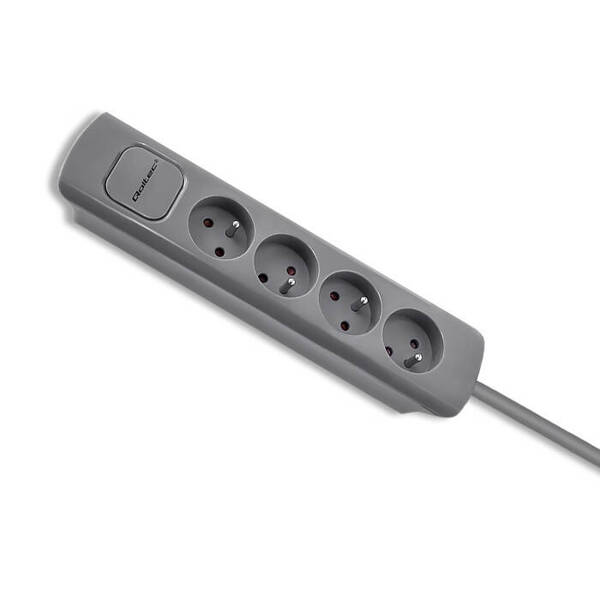 Qoltec Power Strip | Listwa Zasilająca na 4 Gniazda 1.8M 16A 3680W - GREY