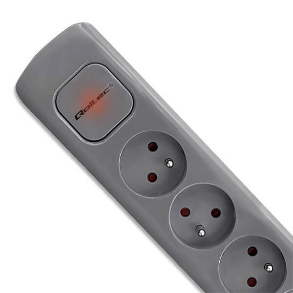 Qoltec Power Strip | Listwa Zasilająca na 4 Gniazda 1.8M 16A 3680W - GREY