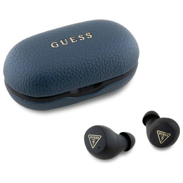 SŁUCHAWKI BLUETOOTH GUESS GRAINED CLASSIC LOGO + STACJA DOKUJĄCA NIEBIESKIE