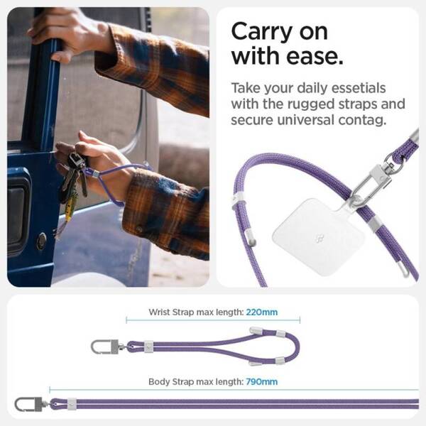 SMYCZ DO TELEFONU SPIGEN UNIVERSAL STRAP SET CROSSBODY & WRIST DEEP PURPLE