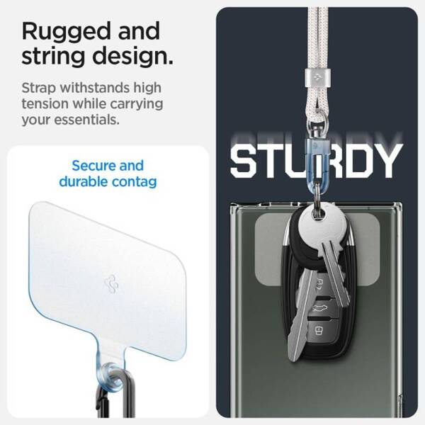 SMYCZ DO TELEFONU SPIGEN UNIVERSAL STRAP SET CROSSBODY & WRIST PEARL WHITE