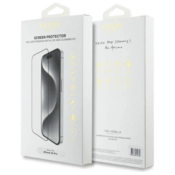 SZKŁO HARTOWANE DO IPHONE 16 PRO 6.3" GUESS SCREEN PROTECTOR 2.5D OUTLINE