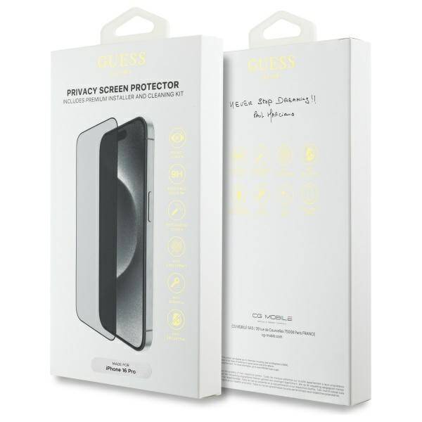 SZKŁO HARTOWANE DO IPHONE 16 PRO GUESS SCREEN PROTECTOR PRIVACY 2.5D