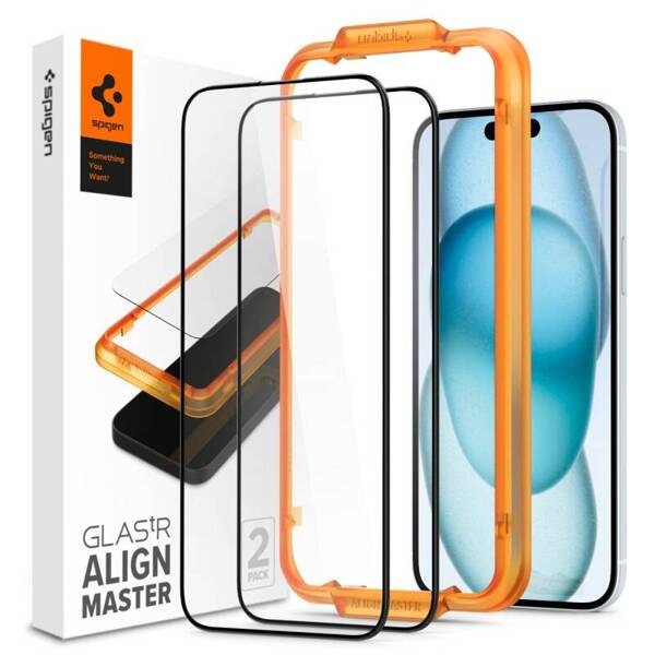 SZKŁO HARTOWANE SPIGEN ALM GLASS FC 2-PACK IPHONE 15 BLACK