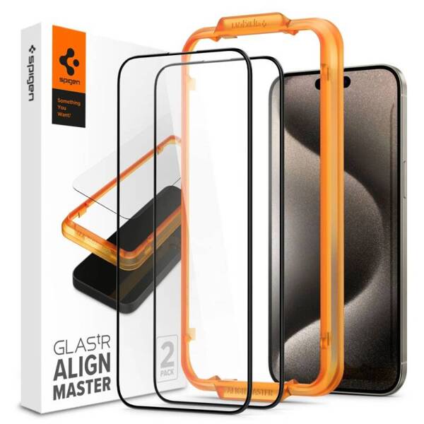 SZKŁO HARTOWANE SPIGEN ALM GLASS FC 2-PACK IPHONE 15 PRO MAX BLACK