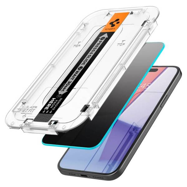 SZKŁO HARTOWANE SPIGEN GLAS.TR ”EZ FIT” 2-PACK IPHONE 15 PRO PRIVACY