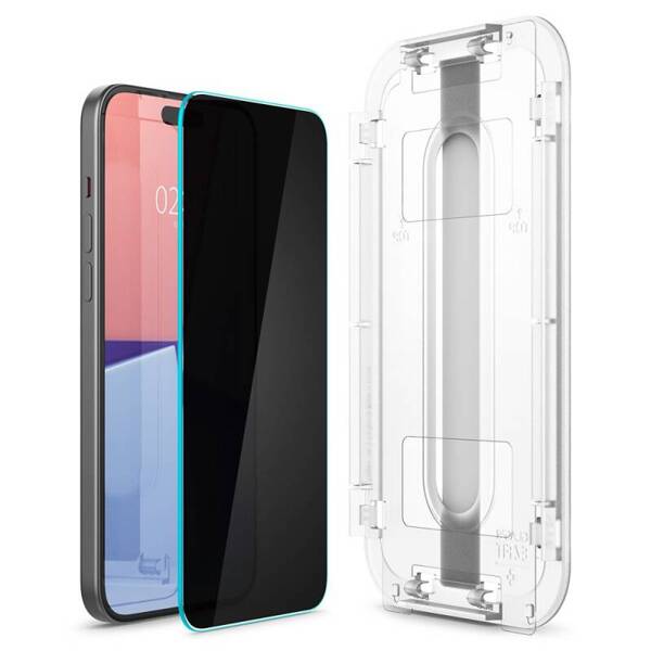 SZKŁO HARTOWANE SPIGEN GLAS.TR ”EZ FIT” 2-PACK IPHONE 15 PRO PRIVACY