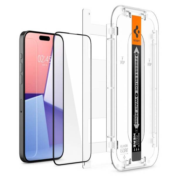 SZKŁO HARTOWANE SPIGEN GLAS.TR ”EZ FIT” FC IPHONE 15 PRO BLACK