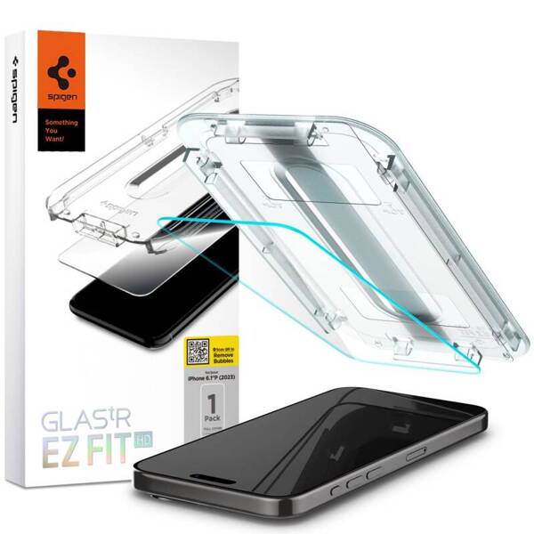 SZKŁO HARTOWANE SPIGEN GLAS.TR ”EZ FIT” IPHONE 15 PRO CLEAR