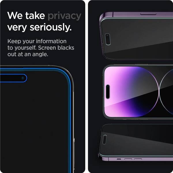 SZKŁO HARTOWANE do IPHONE 14 PRO MAX SPIGEN GLASS EZ PRIVACY PRYWATYZUJĄCE