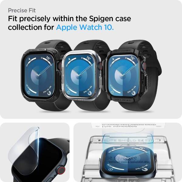 SZKŁO HYBRYDOWE DO APPLE WATCH 10 46 MM SPIGEN ELITE SHIELD ”EZ FIT” 2 SZT.