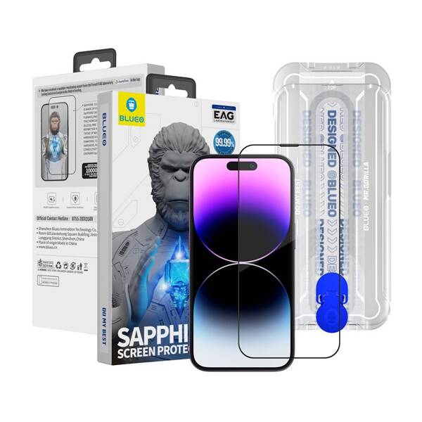 SZKŁO OCHRONNE DO IPHONE 14 PRO MAX Z APLIKATOREM BLUEO SAPPHIRE