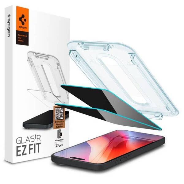 SZKŁO PRYWATYZUJĄCE DO IPHONE 16 PRO SPIGEN GLAS.TR ”EZ FIT” 2-PACK