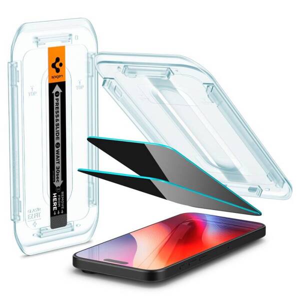 SZKŁO PRYWATYZUJĄCE DO IPHONE 16 PRO SPIGEN GLAS.TR ”EZ FIT” 2-PACK