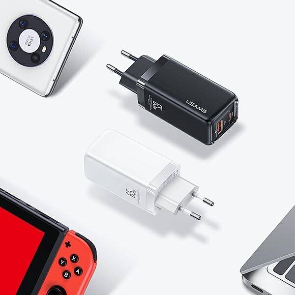 SZYBKA ŁADOWARKA SIECIOWA 65W USAMS 1xUSB-C+1xUSB T47