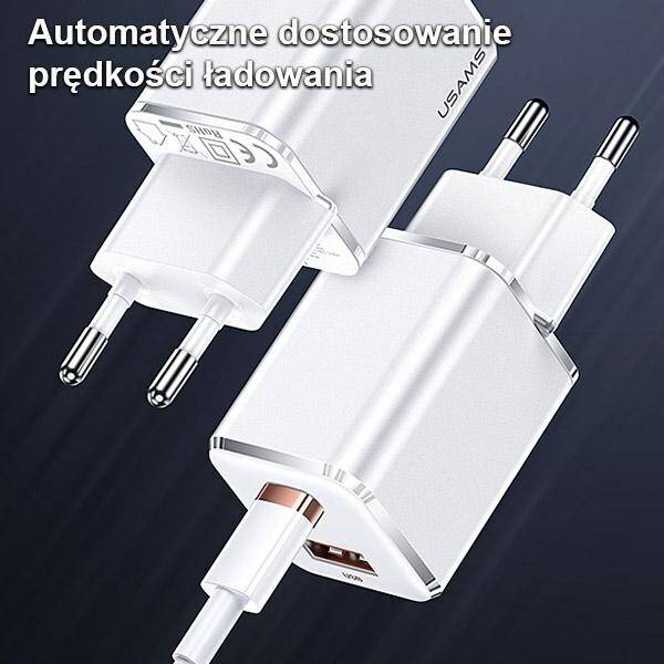 SZYBKA ŁADOWARKA SIECIOWA USAMS 1xUSB-C+1xUSB 33W  + KABEL USB-C/ LIGHTNING