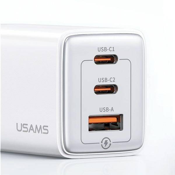 SZYBKA ŁADOWARKA SIECIOWA USAMS 2xUSB-C+1xUSB 65W BLACK