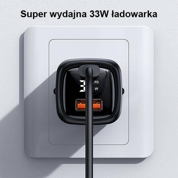 SZYBKA ŁADOWARKA SIECIOWA USAMSUSB-C+1xUSB 33W + KABEL USB-C/ LIGHTNING