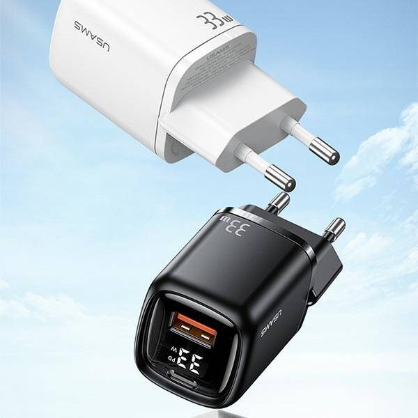 SZYBKA ŁADOWARKA SIECIOWA USAMSUSB-C+1xUSB 33W + KABEL USB-C/ LIGHTNING