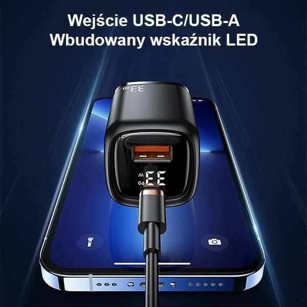 SZYBKA ŁADOWARKA SIECIOWA USAMSUSB-C+1xUSB 33W + KABEL USB-C/ LIGHTNING