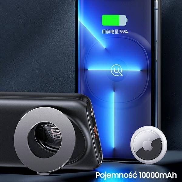 SZYBKI POWERBANK USAMS 10000mAh 20W BLACK WIRELESS