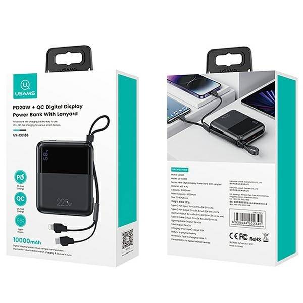 SZYBKI POWERBANK USAMS 10000mAh 22.5W BLACK