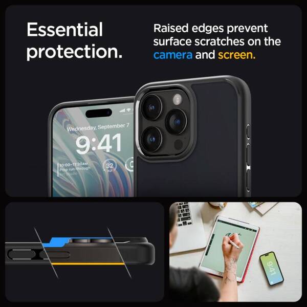 Spigen Ultra Hybrid | Etui do iPhone 15 Pro - FROST BLACK