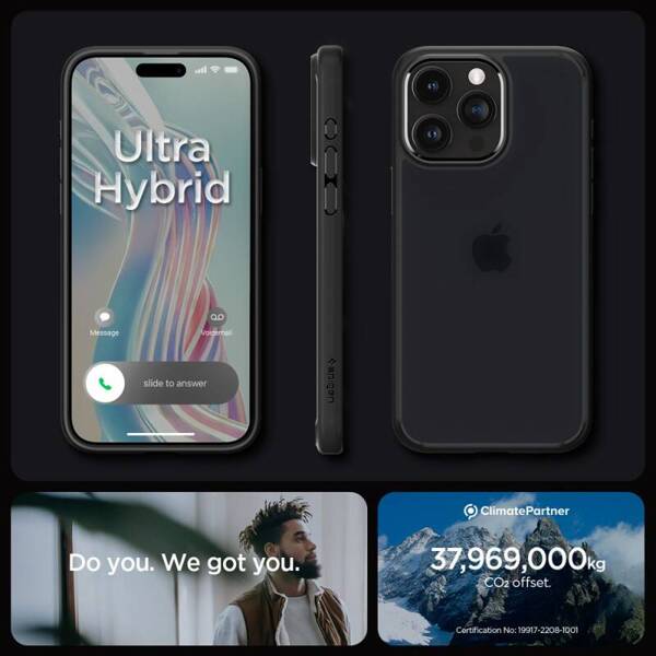 Spigen Ultra Hybrid | Etui do iPhone 15 Pro - FROST BLACK