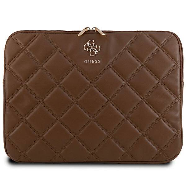 TORBA NA LAPTOPA 14" GUESS SLEEVE BROWN QUILTED 4G BRĄZOWA