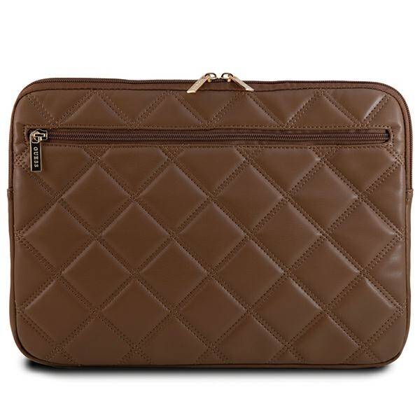 TORBA NA LAPTOPA 14" GUESS SLEEVE BROWN QUILTED 4G BRĄZOWA