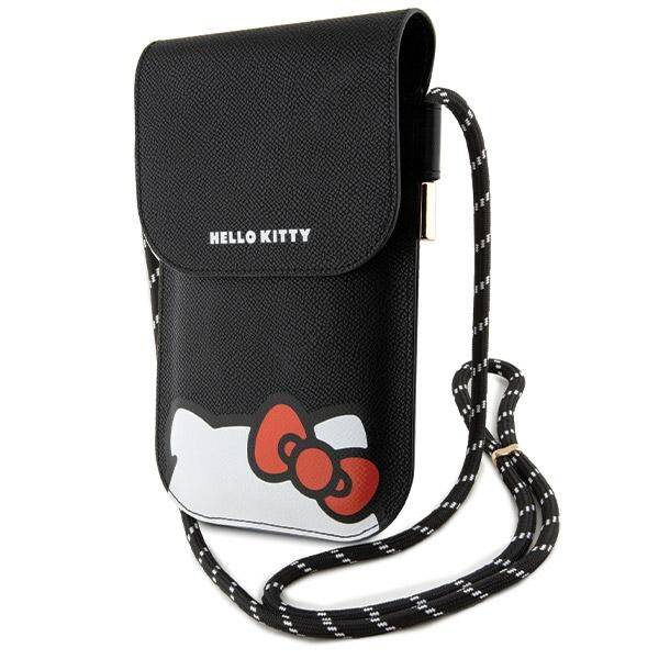 TOREBKA NA SMARTFONA / TELEFON HELLO KITTY LEATHER HIDING KITTY CHAIN BLACK