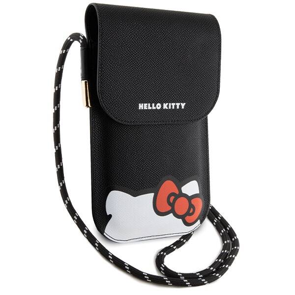 TOREBKA NA SMARTFONA / TELEFON HELLO KITTY LEATHER HIDING KITTY CHAIN BLACK