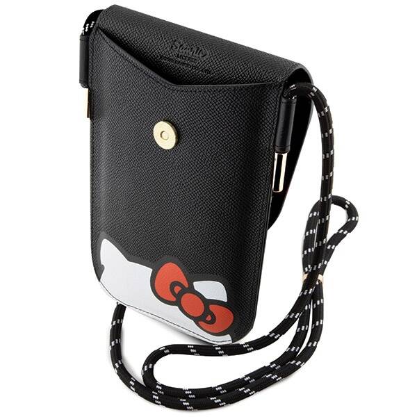 TOREBKA NA SMARTFONA / TELEFON HELLO KITTY LEATHER HIDING KITTY CHAIN BLACK