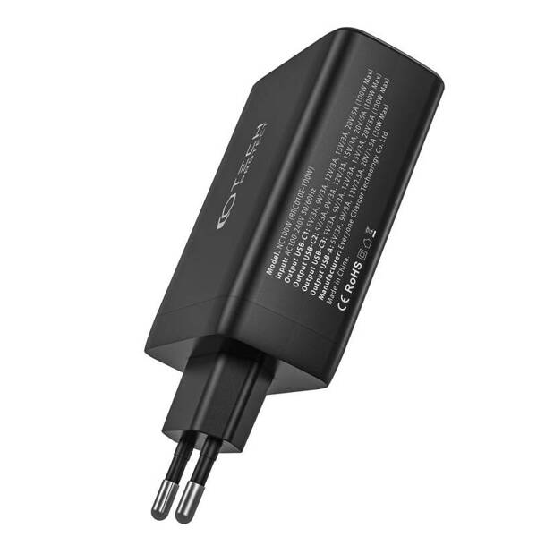 Tech-Protect NC100W-GAN | 4-Portowa Ładowarka Sieciowa USB-A/3x USB-C - BLACK