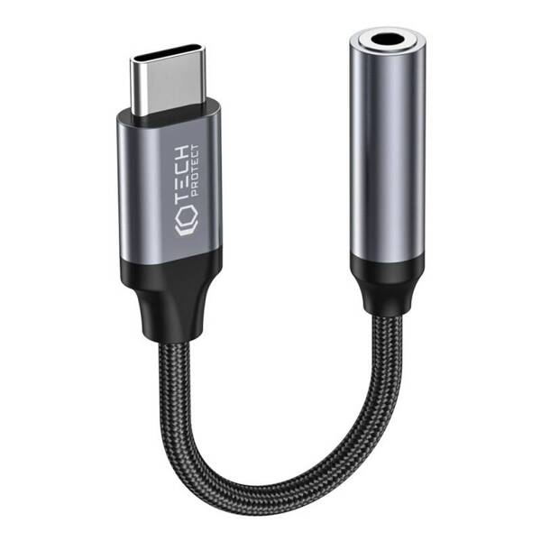 Tech-Protect UltraBoost | Adapter USB-C do Minijack 3.5mm - BLACK