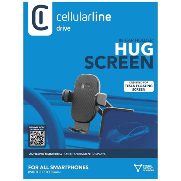 UCHWYT SAMOCHODOWY NA TELEFON DO TESLA CELLULARLINE HUG SCREEN CZARNY