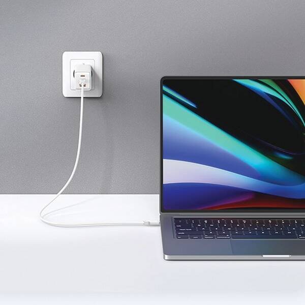 USAMS Ład. siec. 2xUSB-C+1xUSB 65W (only head) GaN PD3.0 +QC3.0 Fast Charging biały/white Sandru Series CC180TC02 (US-CC180)