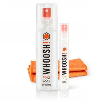 WHOOSH DUO SPRAY DO SZYSZCZENIA EKRANÓW 100ML + 8ML + 2 ŚCIERECZKI