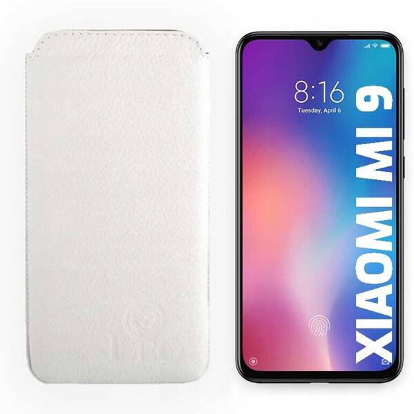 Wsuwka z naturalnej polskiej skóry LEO do Xiaomi Mi 9 biała