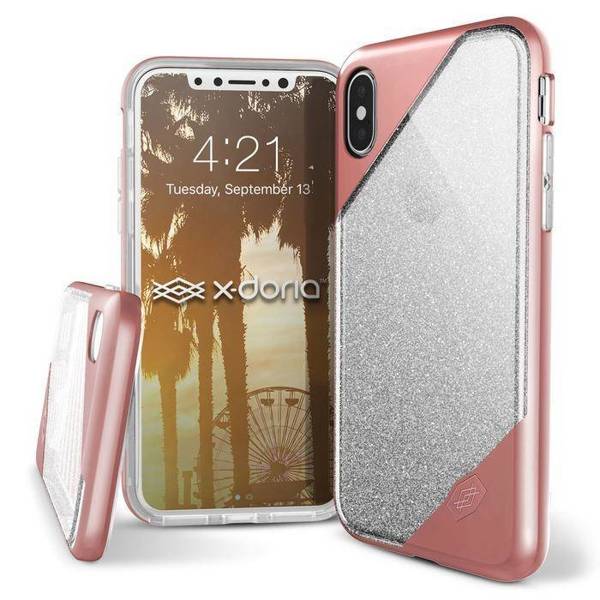 X-DORIA REVEL LUX etui do Apple iPhone X / XS -  ROSE GOLD GLITTER